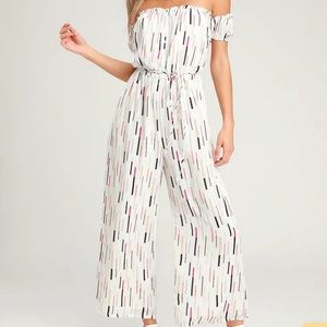 White And Multi Color Off the Shoulder Romper